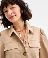 On 34th Women's Puff-Shoulder Twill Swing Jacket, Exclusively at Macy's