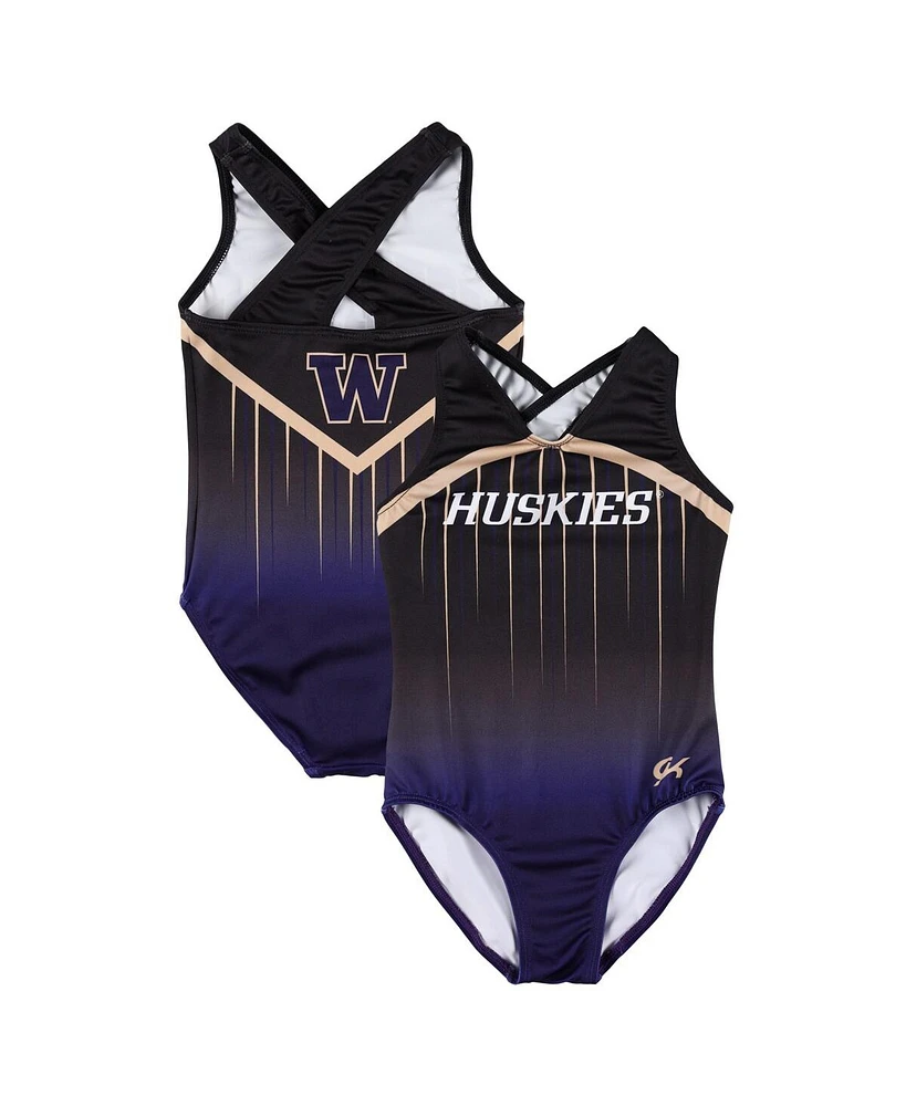 Gk Elite Big Boys and Girls Black Washington Huskies Replica Leotard
