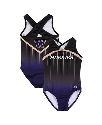Gk Elite Big Boys and Girls Black Washington Huskies Replica Leotard