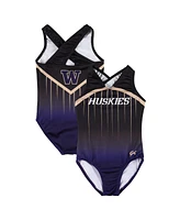 Gk Elite Big Boys and Girls Black Washington Huskies Replica Leotard