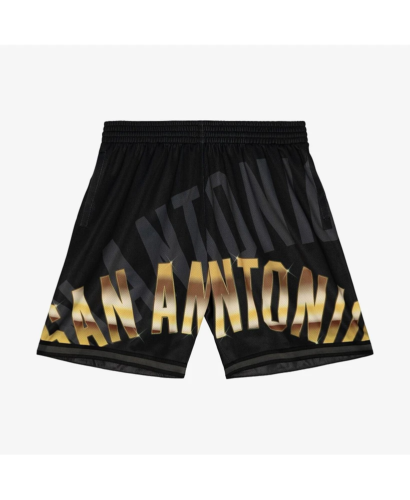 Mitchell & Ness Men's Black San Antonio Spurs Big Face 4.0 Fashion Shorts