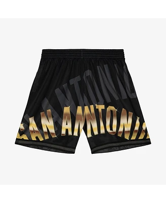 Mitchell & Ness Men's Black San Antonio Spurs Big Face 4.0 Fashion Shorts