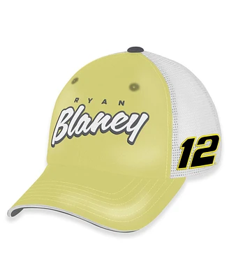 Checkered Flag Sports Women's Yellow/White Ryan Blaney Pit Box Adjustable Trucker Hat
