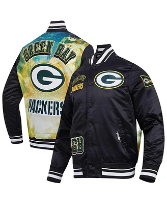 Pro Standard Men's Black Green Bay Packers Sublimated Satin Full-Snap Jacket
