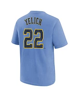 Nike Big Boys and Girls Christian Yelich Powder Blue Milwaukee Brewers Fuse City Connect Name Number T-Shirt