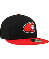 New Era Men's Black Hickory Crawdads Authentic Collection 59FIFTY Fitted Hat