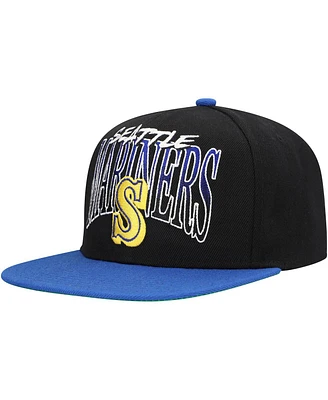 Mitchell & Ness Men's Black Seattle Mariners Rise Up Snapback Hat