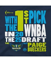 Stadium Essentials Men's and Women's Paige Bueckers Navy Dallas Wings 2025 Wnba Draft 1st Overall Pick Verbiage T-Shirt