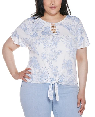 Belldini Plus Pineapple Print Knit Top