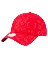 New Era Women's Red Los Angeles Angels Tonal Floral 9TWENTY Adjustable Hat