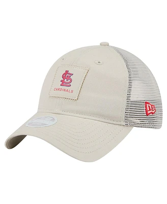 New Era Women's Light Beige St. Louis Cardinals Square Stitch 9TWENTY Adjustable Hat