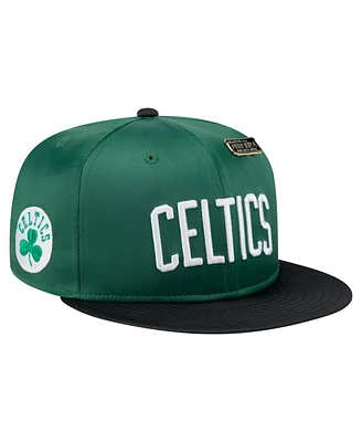 New Era Men's Kelly Green/Black Boston Celtics Throwback Satin Vintage Pin Two-Tone 59FIFTY Fitted Hat