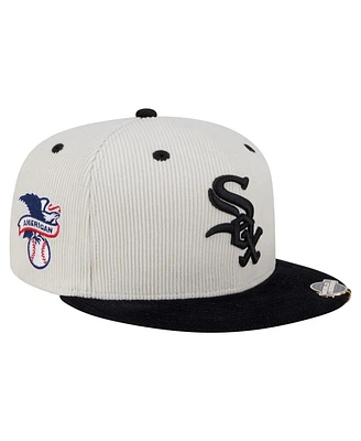 New Era Men's Cream/Black Chicago White Sox Two-Tone Corduroy 59FIFTY Fitted Hat