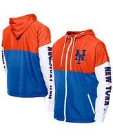 New Era Men's Royal/Orange New York Mets Color Block Full-Zip Hoodie Windbreaker Jacket