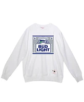 Mitchell & Ness x Bud Light Men's White Seattle Seahawks The Crest Pullover Sweatshirt
