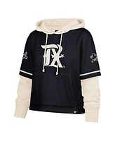 '47 Brand Women's Navy Texas Rangers City Connect Shortstop Cropped Pullover Hoodie