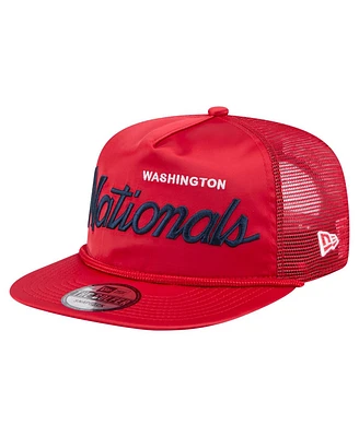New Era Men's Red Washington Nationals Retro Satin Script Golfer Adjustable Hat