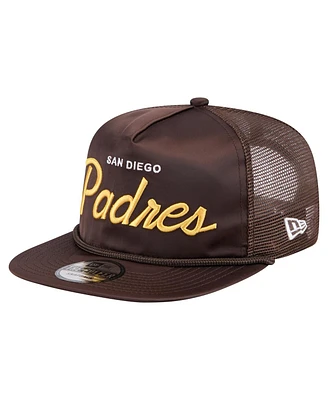 New Era Men's Brown San Diego Padres Retro Satin Script Golfer Adjustable Hat