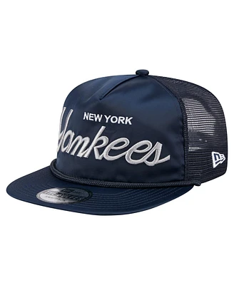 New Era Men's Navy New York Yankees Retro Satin Script Golfer Adjustable Hat