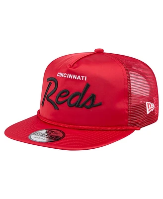 New Era Men's Red Cincinnati Reds Retro Satin Script Golfer Adjustable Hat