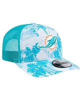 New Era Men's Aqua Miami Dolphins Hula Trucker 9SEVENTY Adjustable Hat