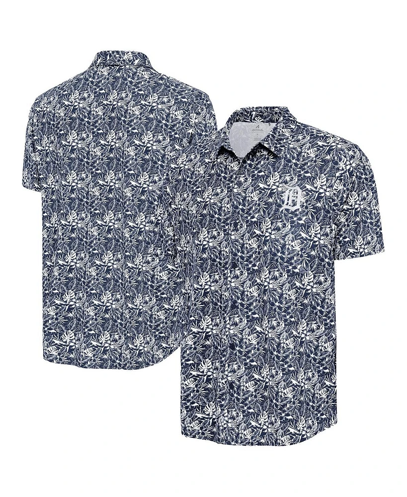 Antigua Men's Navy Detroit Tigers Resort Button-Up Shirt