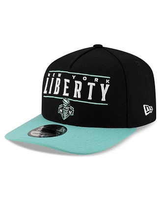 New Era Men's and Women's Black/Green New York Liberty 2025 Wnba Draft A-Frame 9FIFTY Snapback Hat