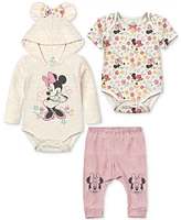 Disney Baby Girls 3-Pc. Minnie Mouse Bodysuits & Joggers Set