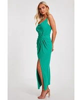 Quiz Women's Mesh Cowl Neck Maxi Dress
