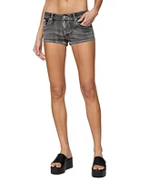 Edikted Women's La Embroidered Low Rise Denim Shorts