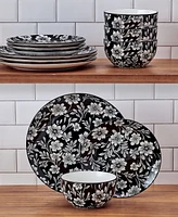 Pfaltzgraff Midnight Blooms 12-Pc. Dinnerware Set, Service for 4