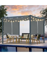 Aoodor 10 x 10 ft Outdoor Pergola with Retractable Canopy 4 Pieces Patio Sun Shade Shelter - Light Gray