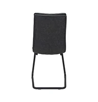 Set of 2 Tufted Upholstered Faux Leather Dining Side Chairs for Room