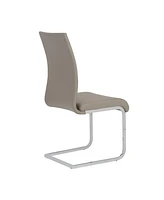 Set of 4 Faux Leather Long Back Cantilever Chairs for Dining Room or Office