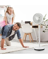9 Inch Portable Oscillating Pedestal Floor Fan with Adjustable Heights and Speeds