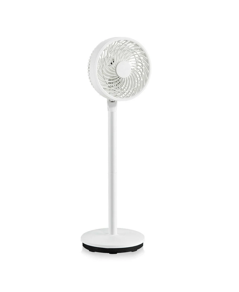 9 Inch Portable Oscillating Pedestal Floor Fan with Adjustable Heights and Speeds