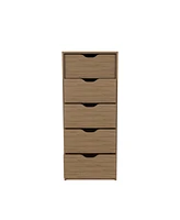 Houma 5 Drawers Narrow Dresser, Slim Storage Chest of Drawers, Natural Oak