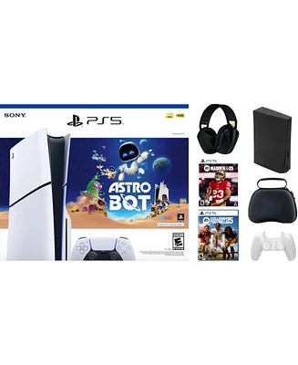 PS5 - Playstation 5 Disc Astrobot Bundle With Accessories, Logitech Headset, College Football 25 & Madden Nfl 25 Game
