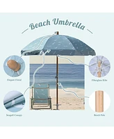LAGarden Our Beach Umbrella for 6ft Beech Wood Pole w/ Tablecloth Printed Seagull for Outdoor Garden Summer Event Planning Small Patio Balcony