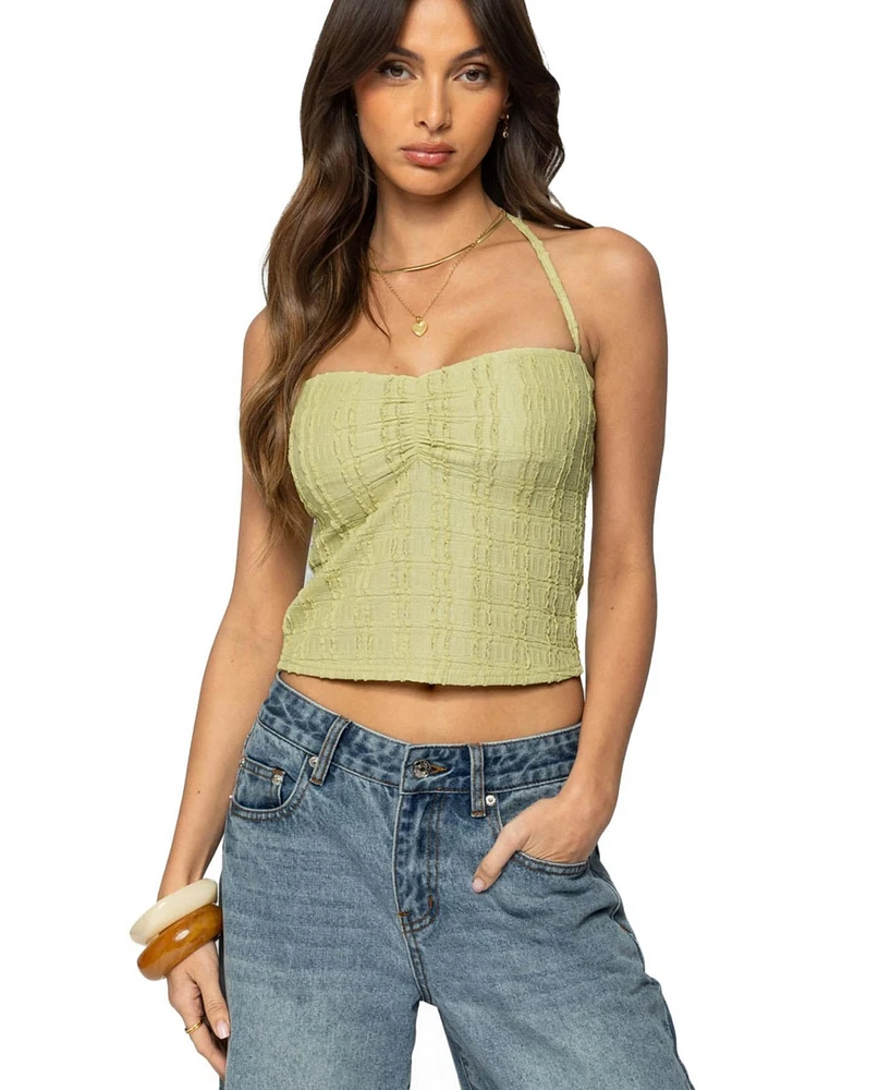 Edikted Women's Galya Textured Halter Top