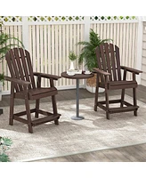 Gymax 2PCS Bar Stool Hdpe Chair w/ Armrest Footrest Home Indoor Outdoor Patio
