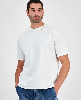 Guess Men's David Short Sleeve Floral Applique Crewneck T-Shirt