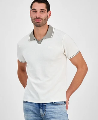Guess Men's Weston Waffle-Knit Tipped Polo Shirt