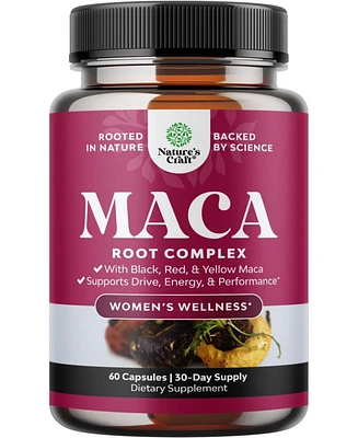 Maca Root or Women | Potent Herbal Supplement with Female Enhancing Blend of Red Yellow & Black Maca Root | 60ct
