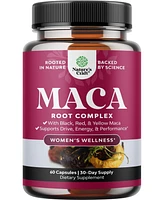 Maca Root or Women | Potent Herbal Supplement with Female Enhancing Blend of Red Yellow & Black Maca Root | 60ct