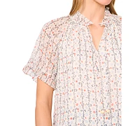 CeCe Women's Floral-Print Ruffled Top