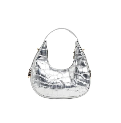 Women's Silver Textured Leather Handbag