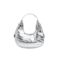 Women's Silver Textured Leather Handbag