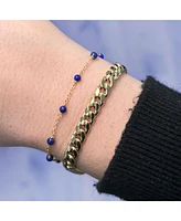 The Lovery Lapis Bead Chain Bracelet 14K Gold