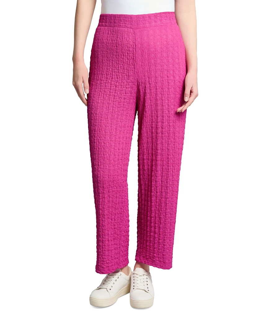 Jones New York Petite Textured Pull-On Wide-Leg Pants